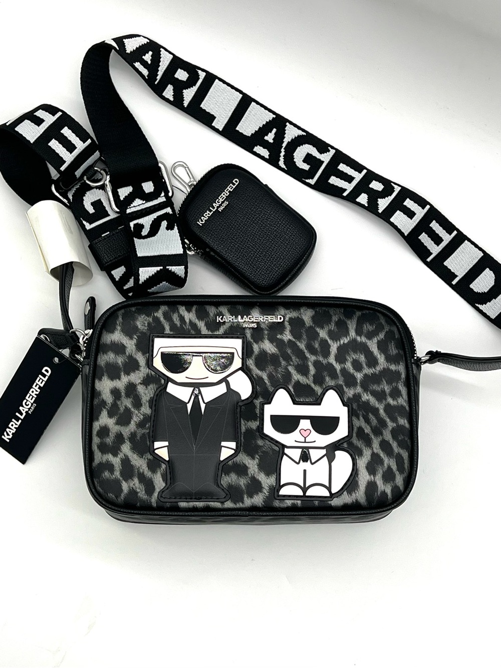 NWT Karl Lagerfeld Paris Maybelle Leopard Camera Crossbody Bag LH5EX9BJ